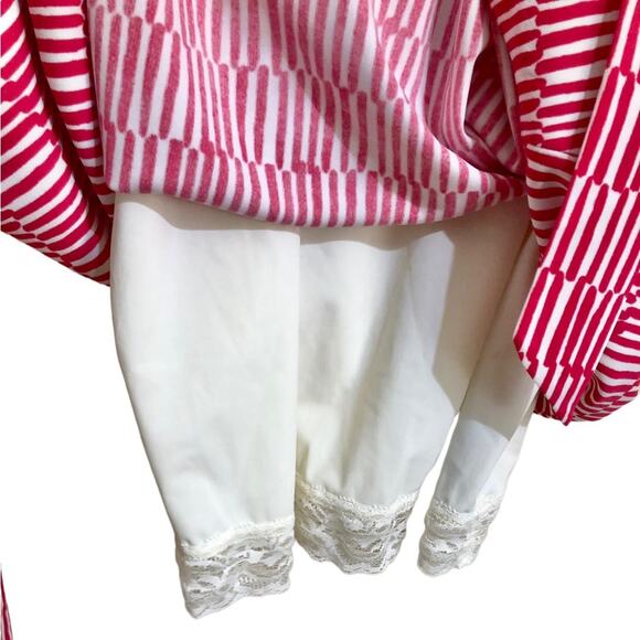 NYDJ Veronica Ruched Tie Waist Pink and White Striped Dress Size 14 - Picture 6 of 9